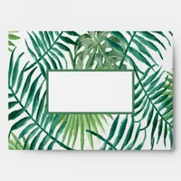 Green tropical palm tree leaves foliage envelope