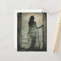 Ghost Woman in Abandoned Beach House Postcard