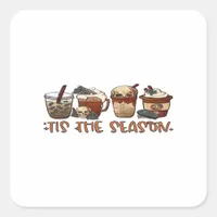 Skeleton Coffee Cups Coffee Lover Square Sticker