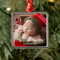 Baby's First Christmas Personalized Photo Keepsake Metal Ornament