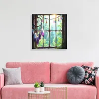 Pretty Boho Purple Dreamcatcher in Window   Canvas Print