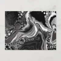 Black and White Marble Digital Fluid Art   Postcard