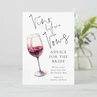 Vino Before Vows Advice Bridal Shower Game Card