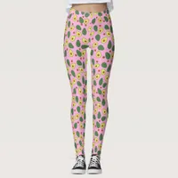 Pink Avocado Print Modern Pattern Yoga Gym Kit Leggings