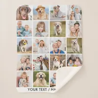 Simple 20 Photo Collage Personalized Pictures Sherpa Blanket