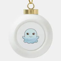 Cute Boo Design Trendy Unique Ceramic Ball Christmas Ornament