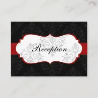 red  damask wedding Reception Cards