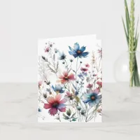 Alcohol Ink Watercolor Floral Blank Note Card