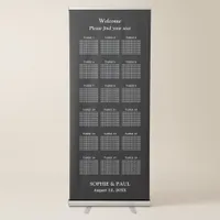 Elegant Black 18 Table Wedding Seating Chart Retractable Banner