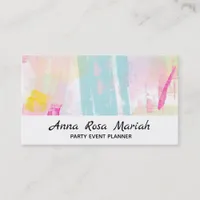 *~* Modern Pastel Turquoise Pink Yellow Abstract Business Card