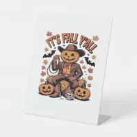 It’s Fall Y’all Western Cowboy Pumpkin Halloween Pedestal Sign