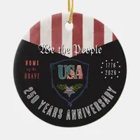 US 250 Home of the Brave Eagle Ceramic Ornament