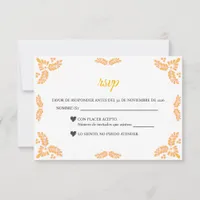 Talavera Yellow Floral Minimalist Spanish Wedding RSVP Card