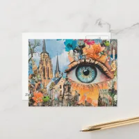 Surreal Eye Looking at the City Postcard