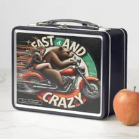 Bold Bear on a Motorbike Metal Lunch Box