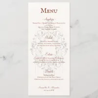 Rustic Boho Crest Ivory Terra Cotta Gothic Wedding Menu