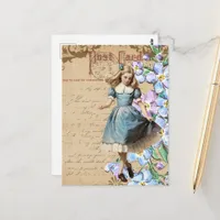 Vintage Flowers and Alice Collage Postcard