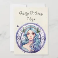 Virgo Maiden Zodiac Watercolor Birthday Flat Card