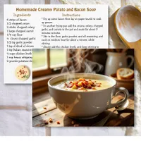 Creamy Potato and Bacon Homemade Soup Recipe Postcard