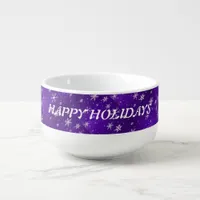 White Snowflakes Blue-Purple Backgrd Soup Mug