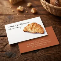Watercolor Croissant Artisan Bakery Pastry Chef Business Card