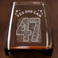 Kamala Harris for President Number 47 Yes She Can! Wine Glass