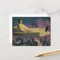 Magical Floating Mattress Above The City Postcard
