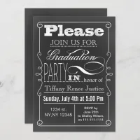 Vintage Chalkboard Graduation party Invitation