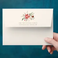 Elegant Boho Christmas Greenery Floral Cream Envelope