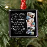 Family Memorial Three Photo Keepsake Metal Ornament