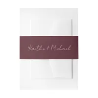 Merlot Modern Wedding Handwriting Invitation Belly Band