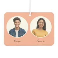 Dual Photos Names Reversible Peach Green Air Freshener