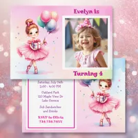 Pretty Pink Ballerina Girl's Birthday Party Invitation