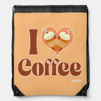 Must Love Coffee Cute Heart Slogan Fun Drawstring Bag