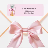 Pink bow pineapple return address  label