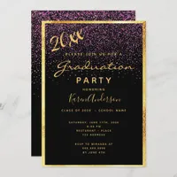 Graduation party chic black confetti gold 2025 invitation