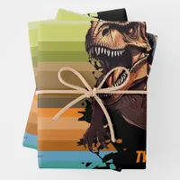 Educational Dino Evolution, Kids Birthday Gift  Wrapping Paper Sheets