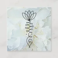 *~* Peony Heart Lotus Healer Massage Reiki Yoga Square Business Card