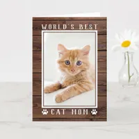 Rustic World's Best Cat Mom Mother's Day Photo Card
