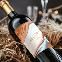 Abstract Glitter Strata Cheers Wht ID903 Wine Label