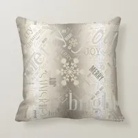 Christmas Text and Snowflake Pattern ID257 Throw Pillow