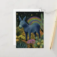 An adorable donkey in the desert postcard