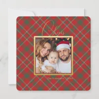 Red Plaid Minimalist Christmas Photo Card