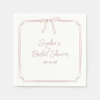 Chic Dusty Rose Simple Classic Bow Bridal Shower Napkins