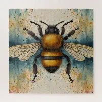 Vibrant Bee Watercolour Pattern Jigsaw Puzzle