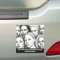 March 9th is International Women's Day  Car Magnet