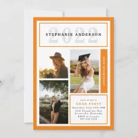 New Horizons | Orange Grad Party Photo Invitation