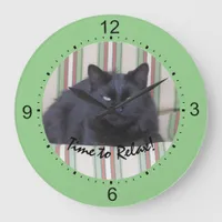 Clock - Black Cat on Cushions TEST3