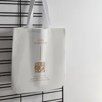 Gold Dots Minimalist Simple Qr Code Cream  Tote Bag