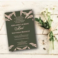 Minimalist Olive Green Boho Wedding Invitation